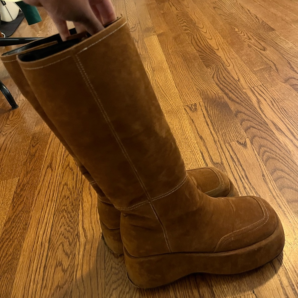 Suede Mid-Calf Boots, Source Unknown